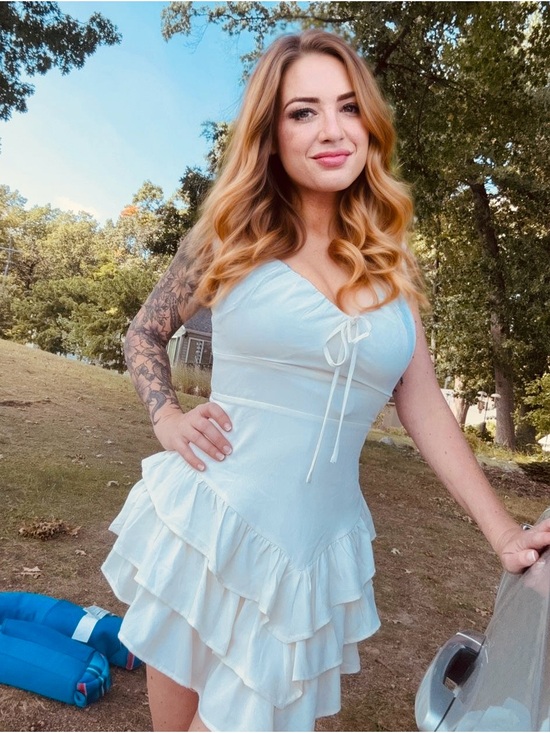 One Clothing Los Angeles Dresses & Skirts - Light Blue Ruffle Tiered Mini Dress - Sleeveless V-Neck